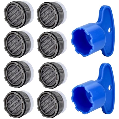 8PCS Faucet Aerator, 18.5mm Water-Saving Flow Limiter Set for Bathroom or Kitchen Replacement Parts, With 2PCS Wrench Disassembly Tool(1.5GPM)