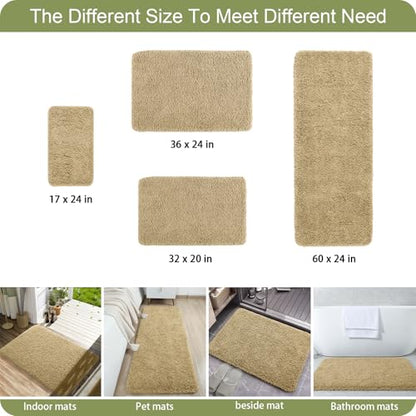AROGAN Luxury Bathroom Rugs, Thick Soft Non Slip Bath Mat, 24x17 Inch Beige | Absorbent Microfiber Rubber Backing, Quick Dry Bathroom Mat Shower Mat, Machine Washable Plush Carpets - color: Beige, size: 1'5" X 2' (24" X 17")