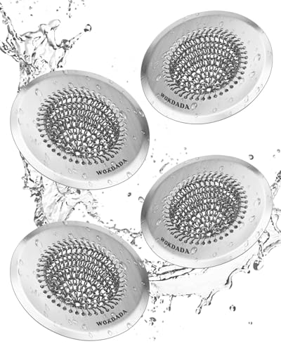 4 Pack Kitchen Sink Drain Strainer,Patented Reversible Chain Mesh Basket | Kitchen Sink Accessories,Easy Clean,Fast Drainage,304 Stainless Steel Rust-Proof，4.4" Large Capacity Food Catcher,Anti-Clog - color: Silver Silver Silver Silver