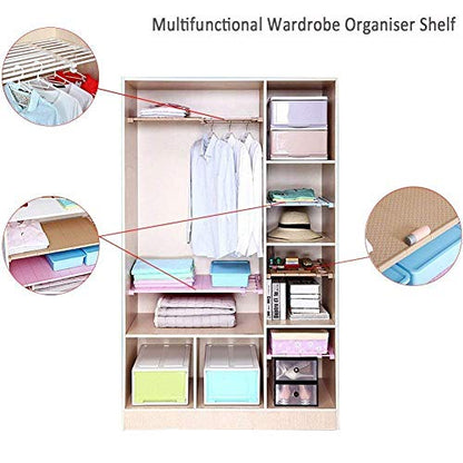 Adjustable Shelf Organizer Expandable Closet Shelf and Rod with No Drilling for Wardrobe Cupboard Kitchen Bookcase (22.1" - 37.4") - size: 22.1" - 37.4"