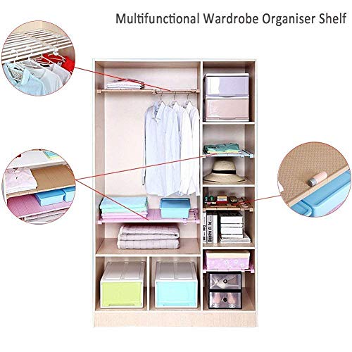 Adjustable Shelf Organizer Expandable Closet Shelf and Rod with No Drilling for Wardrobe Cupboard Kitchen Bookcase (10.3" - 14.9") - size: 10.3" - 14.9"
