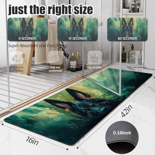 Bathroom Runner Mat Rugs Long,German Shepherd Cute Pattern Diatomite Stone Bath Mat Large Absorbent Diatomaceous Non Slip Fast Dry Bathroom Rugs 16x42in - color: Design10