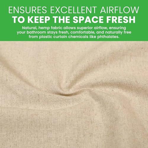 Bean Products Natural Hemp Wide Shower Stall Curtain Liner - 54x74 | Non Toxic, Eco Friendly, Mildew Resistant Cloth Shower Cutain Liner - Washable, Quick Dry, Breathable, Odor Free, No Plastic - color: Hemp Natural, size: 54"W x 74"L (Pack of 1)