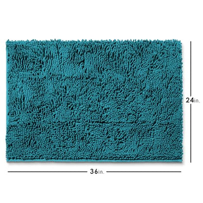 Hearth & Harbor Bathroom Rugs, Chenille Bath Mat - Machine Washable Bath Mats for Bathroom Non-Slip Backing Rubber, Quick Dry Bathroom Mat - Teal 24x36 - color: Teal, style: 24 x 36