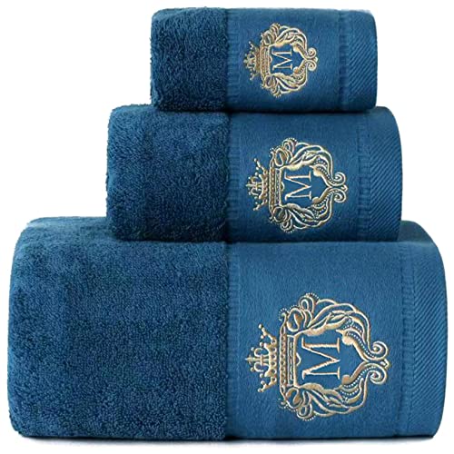 Luxury Bathroom Super Soft and Highly Absorbent Premium 100% Cotton Bath Towel Set for Gifts (Blue-M) - color: Blue-m