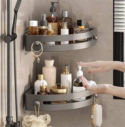 Corner Shower Rack - Three-Piece No-Drill Corner Shelf Set, Wall-Mounted Bathroom Storage Rack, Suitable for Bathrooms and Kitchens, with Drain Hole and Removable Plastic Shelves(3pcs)