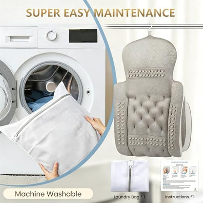 Full Body Bath Pillow, Luxury Bath Cushion with 192 Suction Cups, Bath Pillows for Tub for Head and Neck Support, with Laundry Bag White, 51" x 16" - size: 51" x 16"(Upgrade）