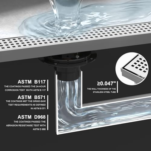 Linear Shower Drain - 24 Inch Brushed Nickel, with Grate Removable | AISI 304 Stainless Steel Shower Drain with Adjustable Feet, Hair Catcher, Rectangle Shower Floor Drain Fits Bathroom, Balcony - color: Brushed Nickel, size: 24 Inch