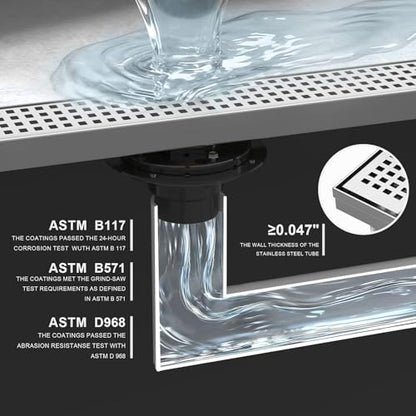 Linear Shower Drain - 60 Inch Brushed Nickel, with Grate Removable | AISI 304 Stainless Steel Shower Drain with Adjustable Feet, Hair Catcher, Rectangle Shower Floor Drain Fits Bathroom, Balcony - color: Brushed Nickel, size: 60 Inch