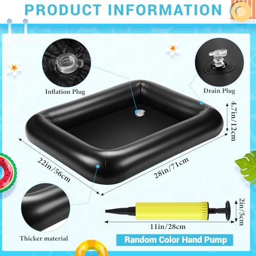 FillTouch Rectangular Inflatable Serving Bar Floating Drink Holder for Pool Inflatable Cup Holders Hot Tub Accessories, Adults Swimming Fun Drink Floats for Swimming Pool Party(Black) - color: Black