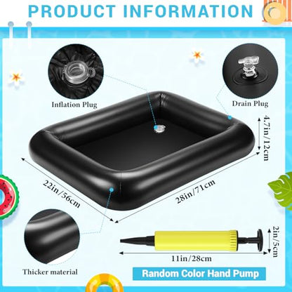 FillTouch Rectangular Inflatable Serving Bar Floating Drink Holder for Pool Inflatable Cup Holders Hot Tub Accessories, Adults Swimming Fun Drink Floats for Swimming Pool Party(Black) - color: Black