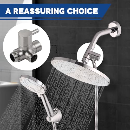 All Metal 2-Way Shower Arm Diverter Valve, G1/2 Solid Brass Shower Splitter for Handheld and Fixed Showerhead – Universal Bathroom Diverter Replacement Part Brushed Nickel - color: Nickle