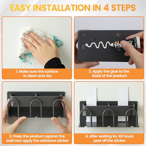 Metal Toothbrush Holders Wall Mounted - 3 Slots Electric Toothbrush and Toothpaste Holder for Bathroom, Bathroom Accessories, Adhesive Toothbrush Holder, Convenient, Sturdy, Space-Saving