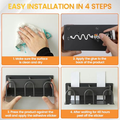 Metal Toothbrush Holders Wall Mounted - 3 Slots Electric Toothbrush and Toothpaste Holder for Bathroom, Bathroom Accessories, Adhesive Toothbrush Holder, Convenient, Sturdy, Space-Saving