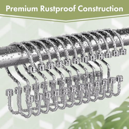 Chrome Shower Curtain Hooks, 12PCS Minimalist Simple Double Shower Curtain Rings, Rust-Resistant Metal Shower Hooks, Cylinders Shower Rings for Bathroom Shower Rods Curtains - color: Chrome, style: Cylinders - Double Hooks