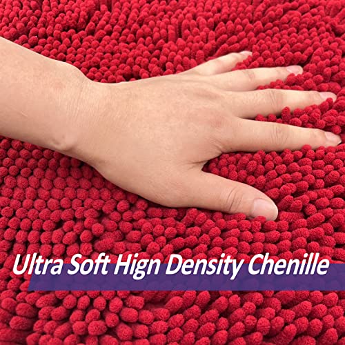 RUN HELIX Bathroom Rugs Sets 2 Piece, Luxury Shaggy Extra Thick Bathroom Rugs, Plush Non-Slip Mats for Bath Room Floor, Machine Wash, Ultra Absorbent, 32 x 20 + 24 x 16 Inches, Burgundy - color: Burgundy