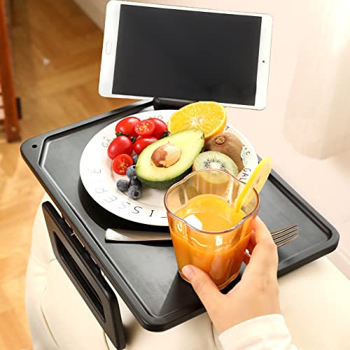 Smatdecis Couch Arm Tray Table Sofa Arm Clip, Armrest Tray Table Suitable for Home Drinks/Fast Food/Fruit Etc, Large Size Multi-Function Black(360° Rotating Stand B) - color: Black, size: 13" x 9.4"(360°B)