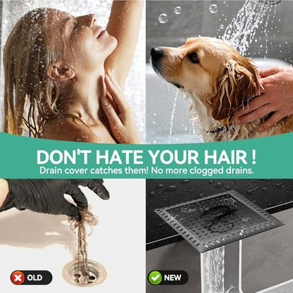 Drain Hair Catcher for Bathroom Sink,4.8" Stainless Steel and Silicone Shower Drain Covers Suitable for Drains and Bathroom Floors 2 Pack (2, Gray) - color: Gray