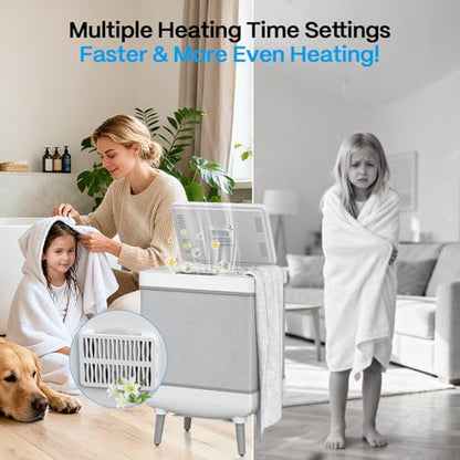 Jripae 35L Towel Warmers for Bathroom, Foldable Towel Warmer, Bucket Hot Towel Warmer Spa with Dryer, Delay Timer & Dry/Heat Modes - Fits Robe, Blanket or Large Towels, PJ's