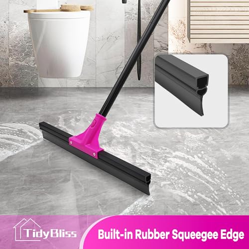 TidyBliss Floor Squeegee Heavy Duty with 58.3 inches Long Handle, Rubber Foam Water Scraper Broom Epoxy Wiper Mop for Cleaning Concrete Pool Rug Garage Deck Shower Window Outdoor Indoor