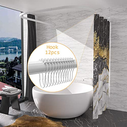 U Shaped Shower Curtain Rod (Both sides: 31.5"-47",Middle: 34.7"-43") Adjustable True 304 Stainless Bathroom Bathtub Shower Curtain Rod Rack White - color: U Shaped White, Length on both sides: 31.5"-47",Middle width:34.7"-43", size: U Shaped