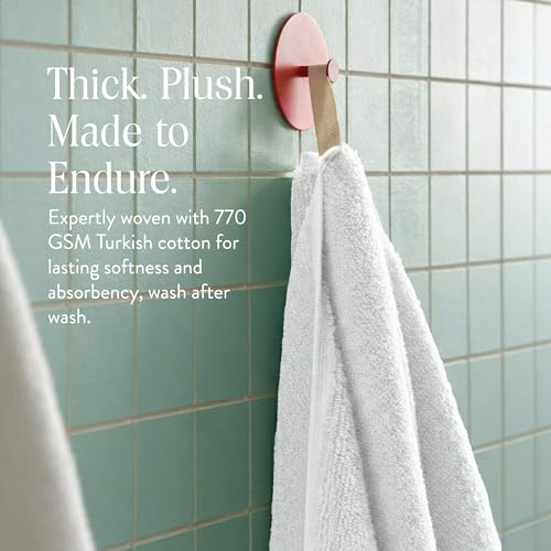 Brooklinen Super-Plush Turkish Cotton Bath Towels - Set of 4 - Cotton, 820 GSM, Highly Absorbent, Machine Washable, Perfect for Home & Bathroom (30" x 58", Solid White)