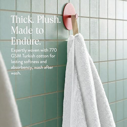 Brooklinen Super-Plush Turkish Cotton Bath Towels - Set of 4 - Cotton, 820 GSM, Highly Absorbent, Machine Washable, Perfect for Home & Bathroom (30" x 58", Solid White)
