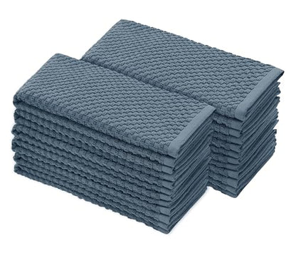 COTTON CRAFT Amazing Kitchen Towel - 12 Pack 100% Cotton Waffle Terry Towel | Blue - 16x28 inch Euro Café Waffle Weave Dish Towels - Soft Absorbent Quick Dry Low Lint Reusable Pantry Bar Cleaning Cloth - color: Blue, size: 12 Pack