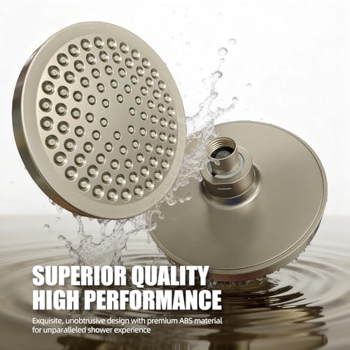 Shower Head High Pressure Rain Premium Quality Luxury Design Anti-Clogging Silicone Nozzles Adjustable Replacement for Bathroom Shower Heads (6 inch Round) - color: Nickel