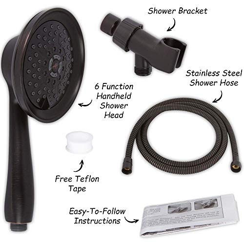 Massage & Mist Hand Shower Kit - 1.8 GPM - Oil-Rubbed Bronze | 6 Function, High Pressure, Adjustable Handheld Showerhead with Hose and Mount, Easy Install for Boosting Low Water Flow - color: Oil Rubbed Bronze, size: 1.8 GPM