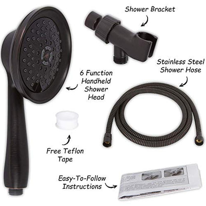 Massage & Mist Hand Shower Kit - 1.8 GPM - Oil-Rubbed Bronze | 6 Function, High Pressure, Adjustable Handheld Showerhead with Hose and Mount, Easy Install for Boosting Low Water Flow - color: Oil Rubbed Bronze, size: 1.8 GPM