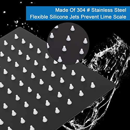 Shower Head with Extension Arm, High Pressure Square with ShowerArm, Stainless Steel Rainfall-Waterfall Full Body Coverage (10'' Shower with 16'' Arm, Matte Black) - color: Matte Black, size: 10'' Shower with 16'' Arm