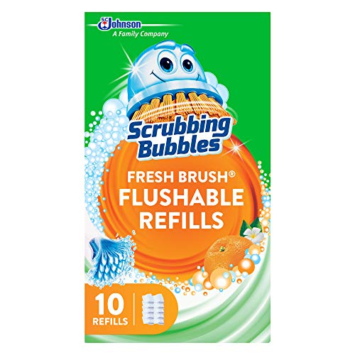 Scrubbing Bubbles Flushable Toilet Bowl Wand Cleaner Refills, Fresh Brush Cleaner Toilet Refill Pads, Removes Limescale & Odors, Citrus Scent, 10 Count (Pack of 1) - size: 10 Count (Pack of 1), style: Refill