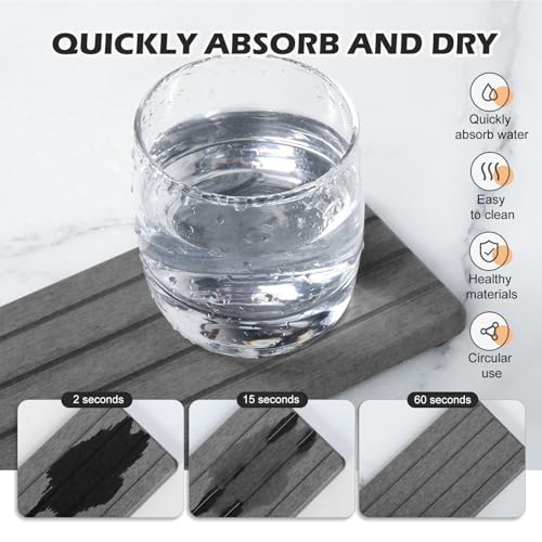 4PCS Fast Drying Diatomite Stone Soap Tray for Bathroom and Kitchen, Vanity Tray, Water Absorbing Coaster - color: Dark Gray 4stripes