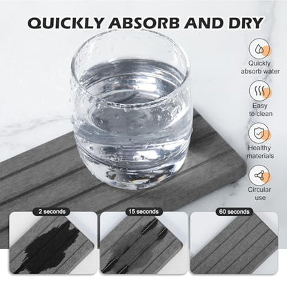 4PCS Fast Drying Diatomite Stone Soap Tray for Bathroom and Kitchen, Vanity Tray, Water Absorbing Coaster - color: Dark Gray 4stripes
