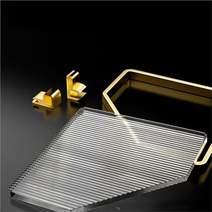 Bathroom Shelves Metal Acrylic Electroplating Wall Hanging Corner Shelf Waterproof Strong Bearing Shower Shelf(B) - color: B