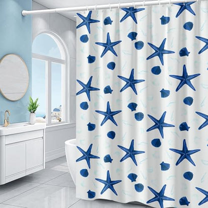 Plastic Shower Liner - Premium PEVA 4G Shower Curtain Liner with Rustproof Grommets and 3 Weighted Magnets, Waterproof Shower Curtain for Bathroom… (Shellfish and Starfish, 72”*72”) - color: Shellfish and Starfish, size: 72”*72”