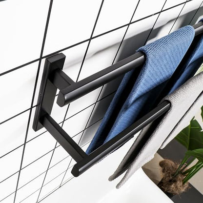 SAYAYO Double Towel Bar for Bathroom, 31.5 Inch Matte Black Bath Towel Rack Towel Holder Wall Mounted, SUS304 Stainless Steel - color: Matte Black, size: 31.5 Inch