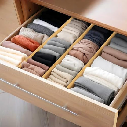 Bamboo Drawer Dividers Organizers, Kitchen Drawer Dividers for Clothes, Adjustable Drawer Separators for Dresser, Bedroom, Bathroom, Office, 4 Pack, 17“-22” - size: 17"-22"