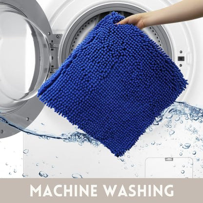 Bathroom Rugs Chenille, Extra Thick and Absorbent, Non-Slip, Machine Washable, Dry Quckily, Soft Cozy Plush, Used Under Shower Bathtub and Sink, Bath mat Sets Royal - color: Royal Blue, size: 20 x 32 inch + 20 x 20 inch (U-Shape)