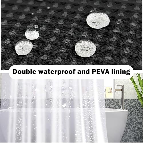 25 PCS Black Bathroom Accessories Set丨Shower Curtain Bathroom Accessory | All-in-One Kit with Shower Curtain,rug,Trash Can,Toothbrush Holder,Toilet BrushSoap Dispenser,Toothbrush Cup,etc for Home - color: Black