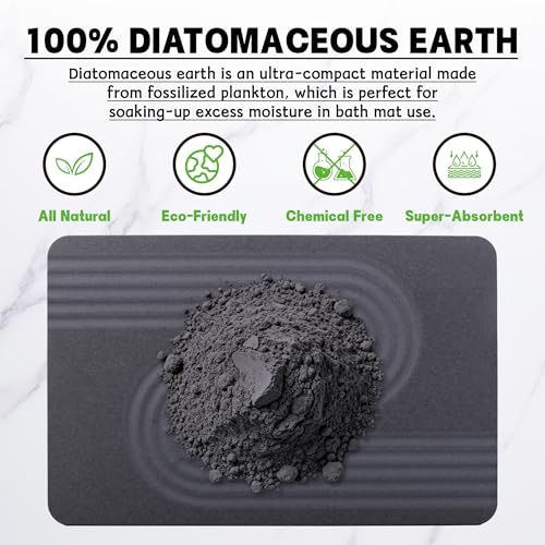 Stone Bath Mat,Diatomaceous Earth Shower Mat,Fast-Drying Stone Bathroom Floor Mat,Absorbent Non-Slip Diatomite Mats for Bathtub,Grey Wave Line - color: Grey Wave Line-24*16-1 Pack