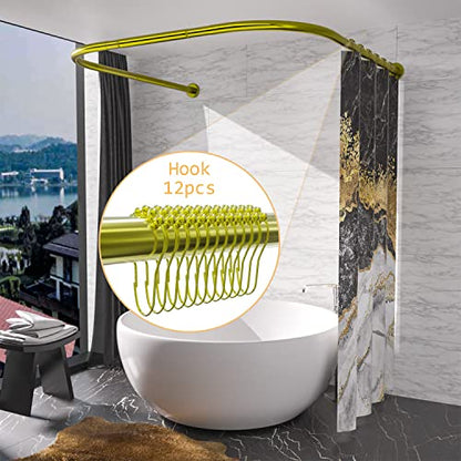 U Shaped Shower Curtain Rod (Both sides: 31.5"-47",Middle: 34.7"-43") Adjustable True 304 Stainless Bathroom Bathtub Shower Curtain Rod Rack Gold - color: U Shaped Gold, Length on both sides:31.5"-47",Middle width:34.7"-43", size: U Shaped