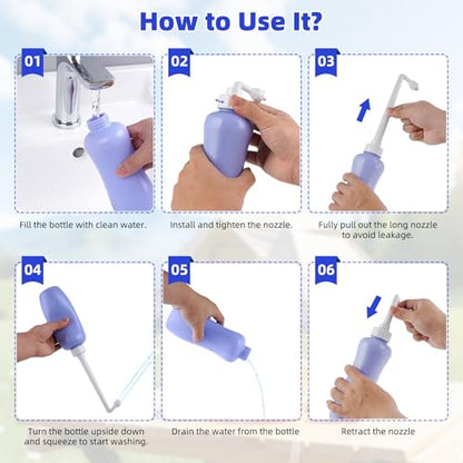Hibbent Portable Bidet for Travel, Handheld Travel Bidet for Personal Hygiene Care, Personal Cleansing Use, Extended Nozzle, 17oz(500ml) Bathroom Toilet Spray, Purple - color: Purple, style: 500ml