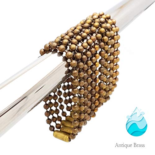 Antique Brass Shower Curtain Hooks, 6 Inch Ball Chain Design, 12 Pack Rust-Resistant Metal Curtain Rings for Bathroom Rods, Heavy Duty 4.5mm Shower Curtain Hangers - color: Antique Brass, size: 6 Inch