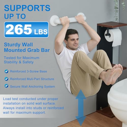 Shower Grab Bar for Wall: 12” ABS Safety Bars for Seniors, Wall Mount Bath tub Handles with Screws & Anchors, Bathroom Support Rails for Pregnant Women & Handicap Users, Toilet & Bathtub Assistance