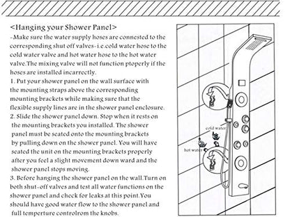 ELLO&ALLO LED Rainfall Waterfall Shower Head Rain Massage System with LED Body Jets, Stainless Steel Bathroom Shower Panel Tower System, Brushed Nickel