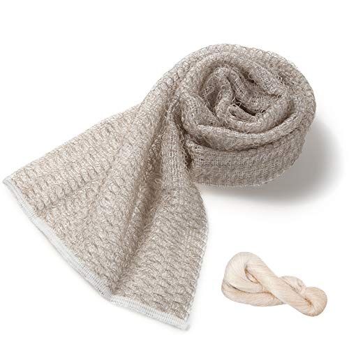 Exfoliating Washcloth [Made in Japan] Shower Back Scrubber, Plant-Based Body Exfoliating Towel (Linen) - color: Linen