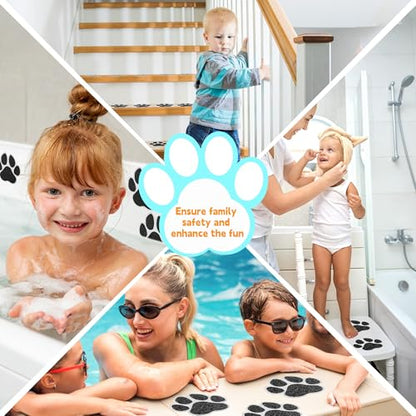 Secopad Non-Slip Bathtub Stickers, 20 PCS Large Safety Bathroom Tubs Showers Treads Adhesive Decals with Premium Scraper (Black) - color: Black