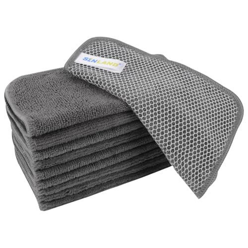 Dish Cloth for Washing Dishes Kitchen Washcloth Cleaning Cloth | 7.87x7.87inch 10pack Kitchen Towels Rags, Microfiber Cleaning Cloths, Wash Cloths with Poly Scour Side, Wholesale, Grey - color: Grey, size: 7.87inchx7.87inch 10pack